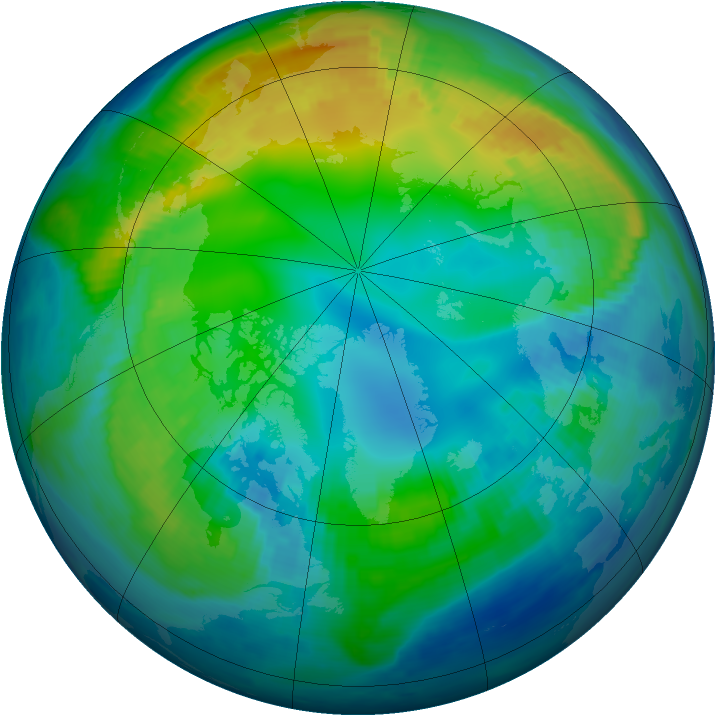 Arctic ozone map for 11 November 1998